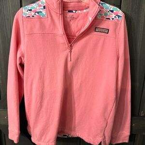 Vineyard Vines Kids Pink Quarter-Zip Sweatshirt